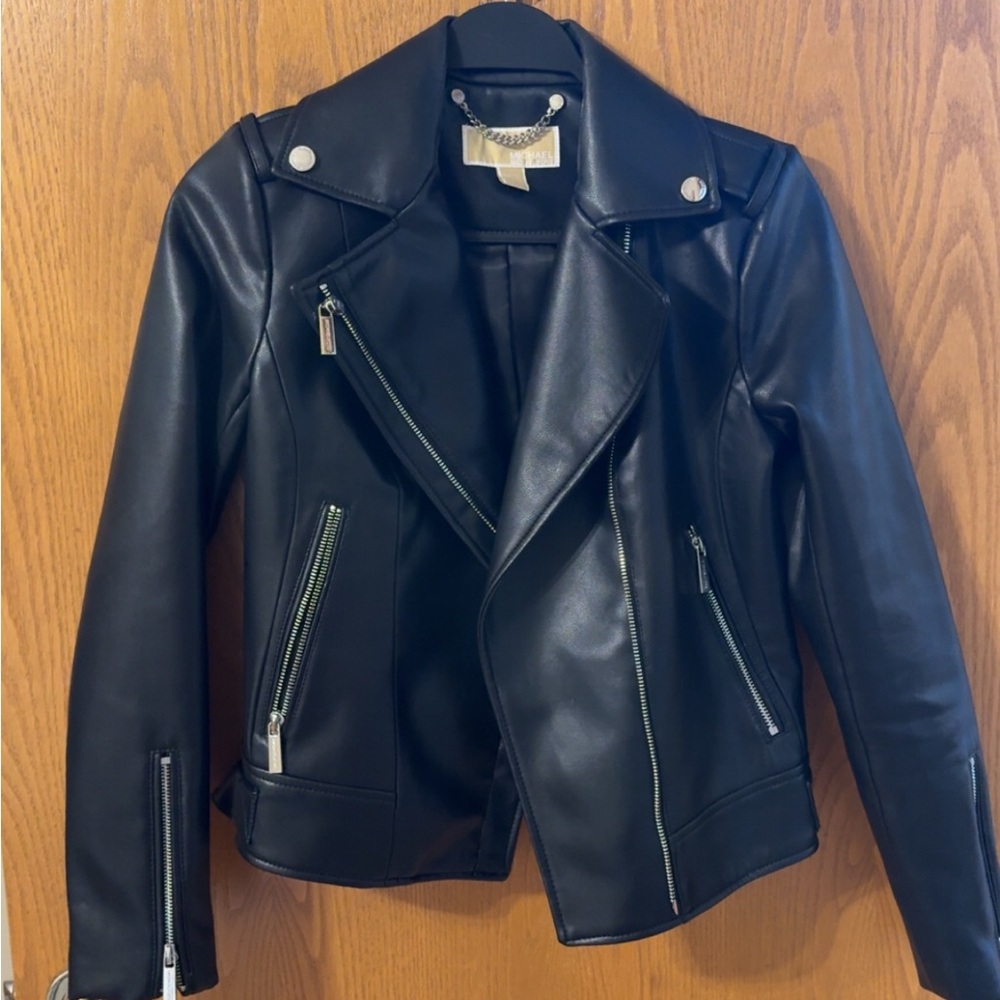 Michael Kors Black Leather Biker Jacket